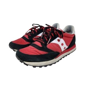 Saucony Jazz Orginial Vintage Red Black Suede Leather Nylon Sneakers Mens Size 8